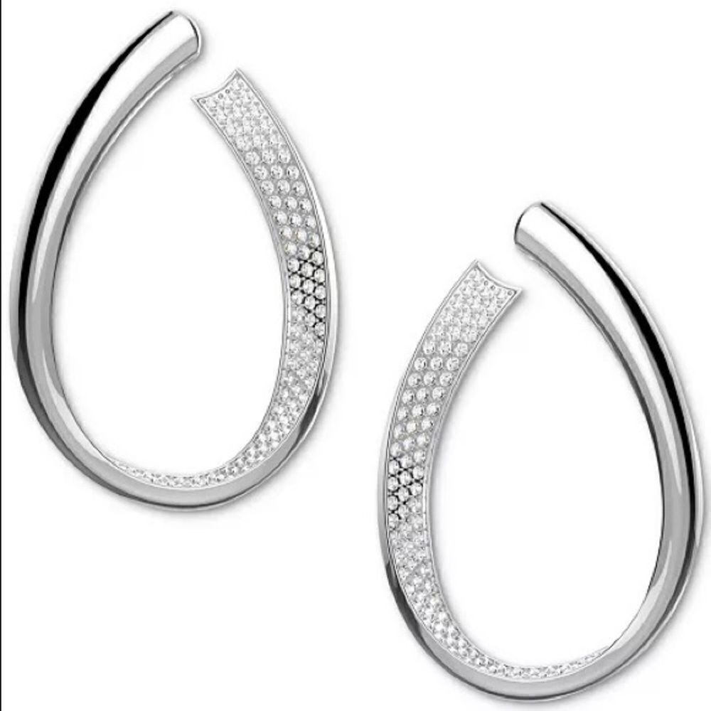NWT Swarovaki Rhodium-Plated Crystal Open Drop Earrings